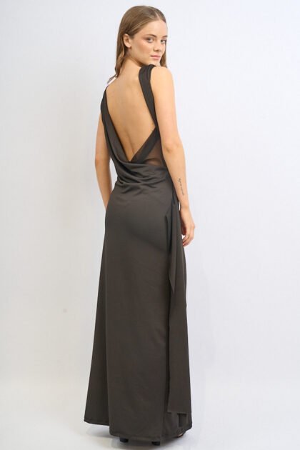 VESTIDO LARGO MICROFIBRA TUL COMBINADO