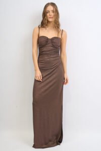 VESTIDO LARGO MICROFIBRA BRILLOSO TAZA