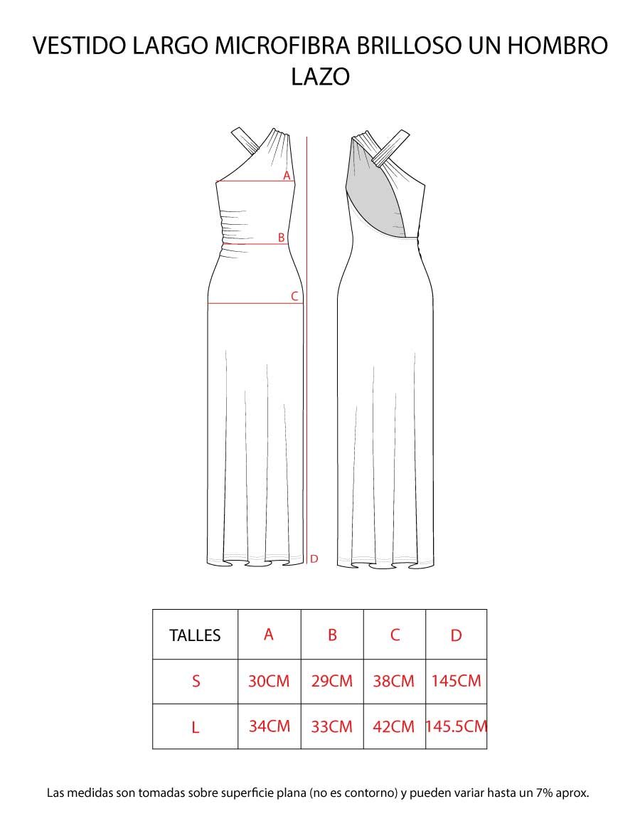 VESTIDO LARGO MICROFIBRA BRILLOSO UN HOMBRO LAZO - Image 3
