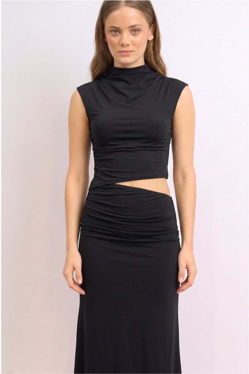 VESTIDO LARGO GASA PUNTO TOP POLLERA