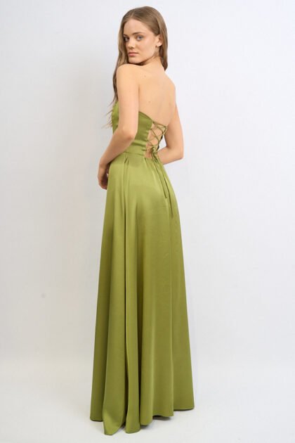 VESTIDO LARGO SATEN CORSET PARA ATAR