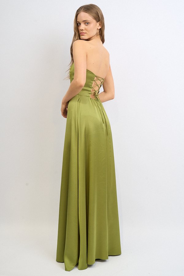 VESTIDO LARGO SATEN CORSET PARA ATAR