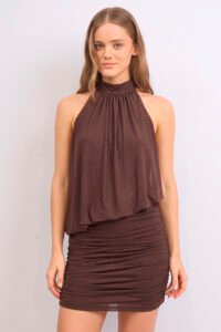 VESTIDO CORTO MICROFIBRA HALTER